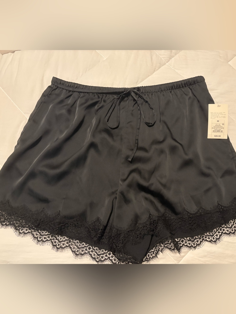 Target A New Day Black Lace-Trim Satin Shorts NWT